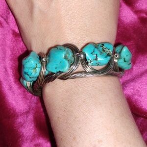 Wire Wrapped Turquoise Stone Bracelet
